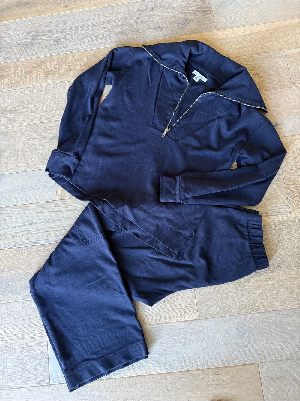 Women's Navy Zip-Front Track Jumpsuit